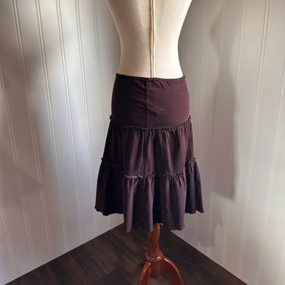 Vintage Y2K Boho Brown Corduroy Midi Skirt XS - Picture 7 of 8